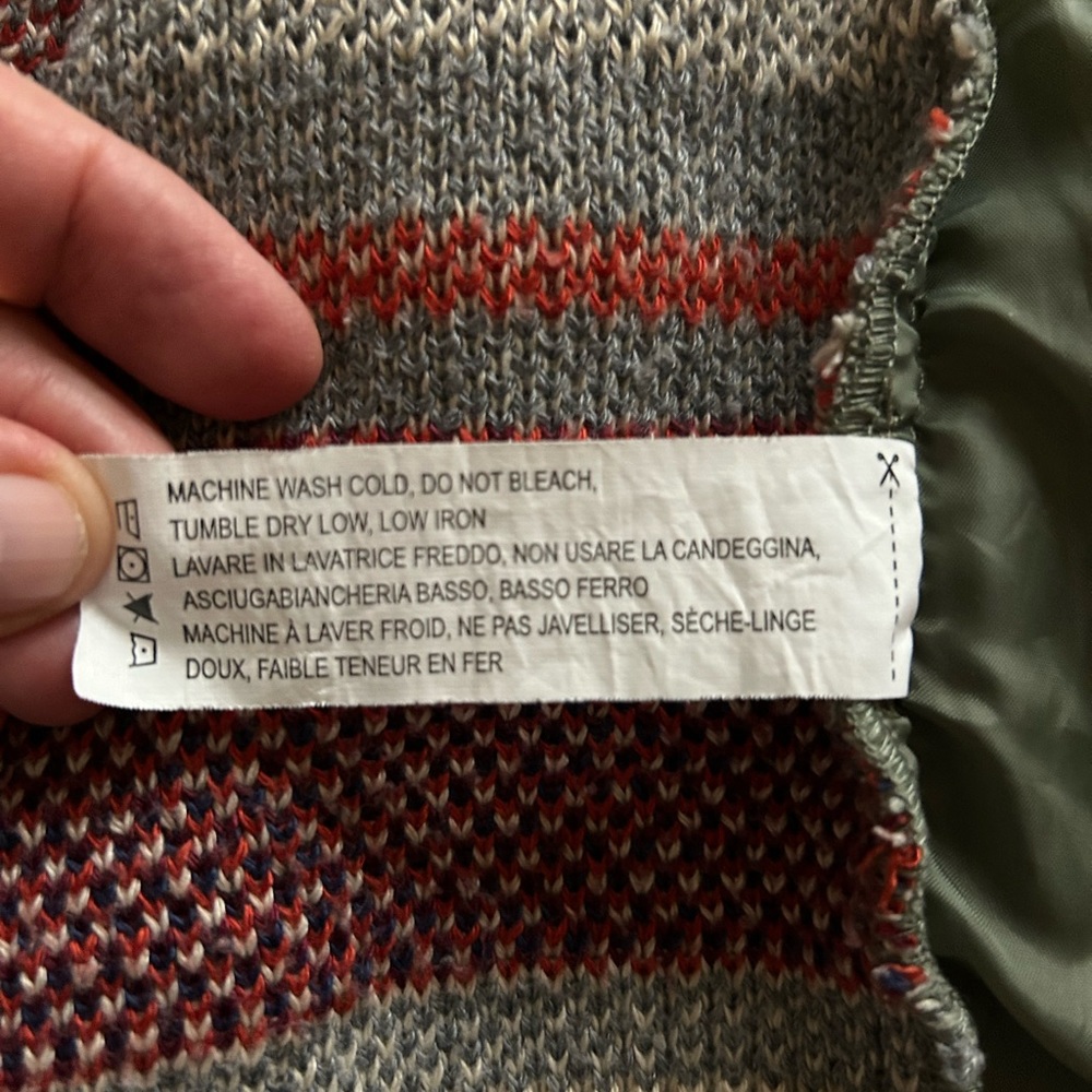 Thread & Supply ladies olive green utility vest with tribal knit back, size XS. - Picture 10 of 10